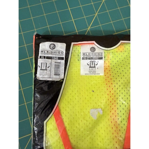 High Visibility Vest ML Kishigo 1242 XL Yellow 6 Pocket Contrast Mesh High Bonus - Picture 3 of 7